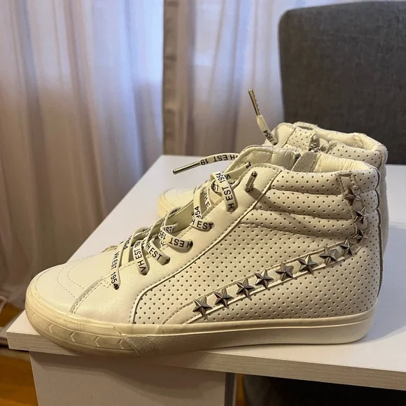 Vintage Havana White High-Top Sneakers with Star Accents Size 8 New - Picture 5 of 10